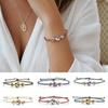 Adjustable Cord Football Beaded Bracelet Gold Silver Plated Braided Cord Bracelet  For Women Men