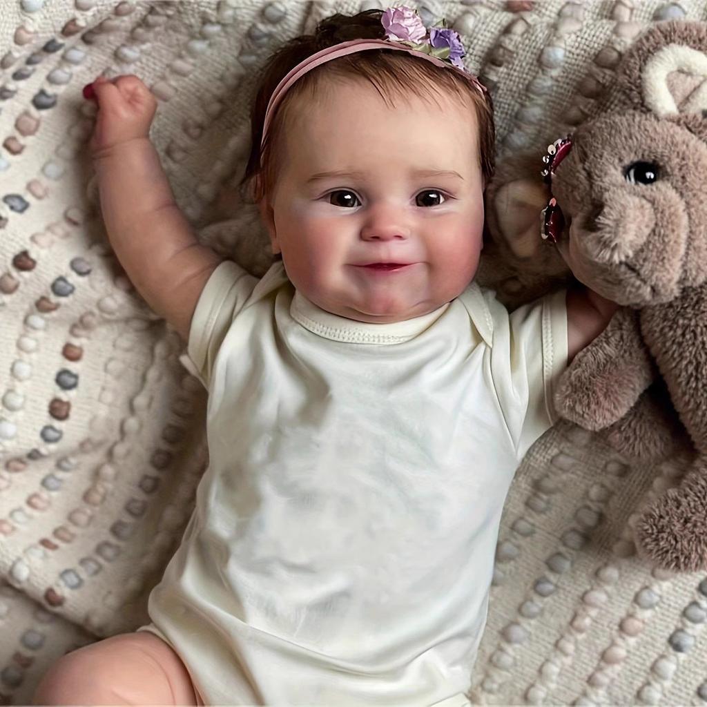 Realistic 20 Inch Bebe Reborn Dolls Maddie Full Vinyl or Cloth Body Optional Newborn Baby Doll Smiling Girl Baby Dolls for Kids Toddler House Play Toy