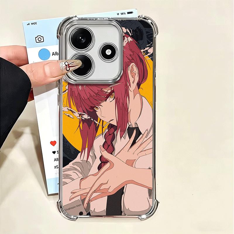 Anime Charakter Makima CSM Vergoldetes Handyhülle Für Xiaomi Poco X5 X6 X7 X8 Pro Max F8 Ultra F7 M8 M7 M5S Redmi 15C 15 14C 13C 13