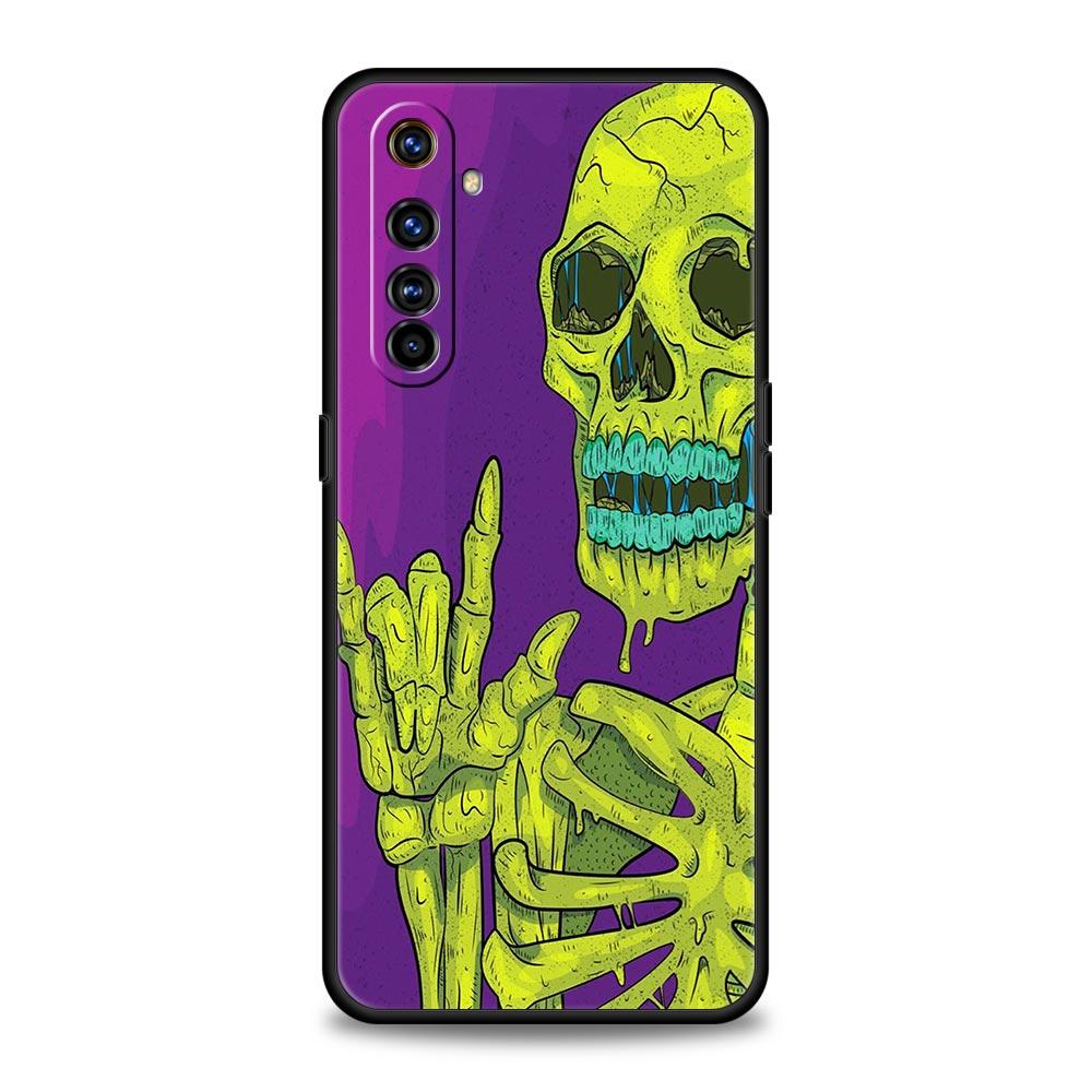 Skeleton Skull Case For Realme C67 C63 C55 C53 C35 C25 C21 GT 2 3 5 6 10 11 12 13 Pro Plus 5G Soft TPU Phone Cover Fundas Capas