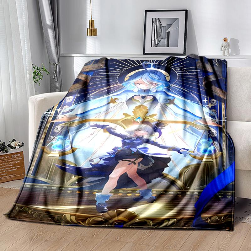 1pc Blanket Genshin Impact Furina Print Design, Lightweight Blanket for Sofa, Bed- Soft &Warm, Gift for All Seasons like Christmas, Halloween