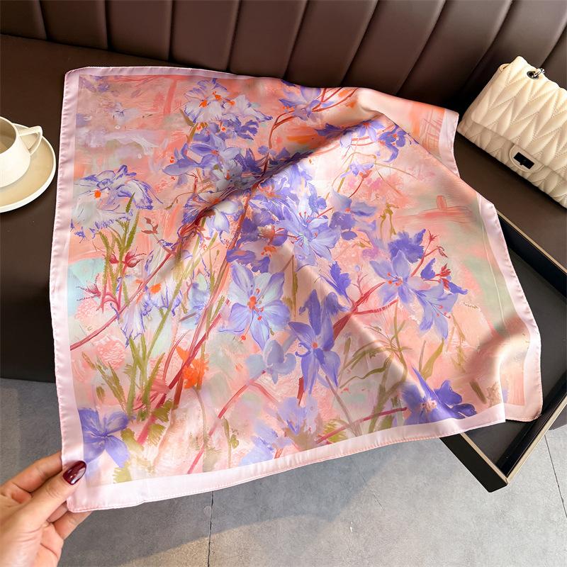 2026 New Fashion 70X70cm Printed Women's Scarf Silk Scarf Square Shawl Decorative Headband Neck Luxury Design Bandana