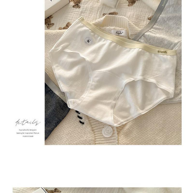 Plus Size Mid Waist Solid Pure Cotton Antibacterial Breathable Women Underwear Panties
