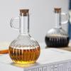 Heat-Resistant Borosilicate Glass Oil Bottle with Cork, Striped Design for Soy Sauce & Vinegar.