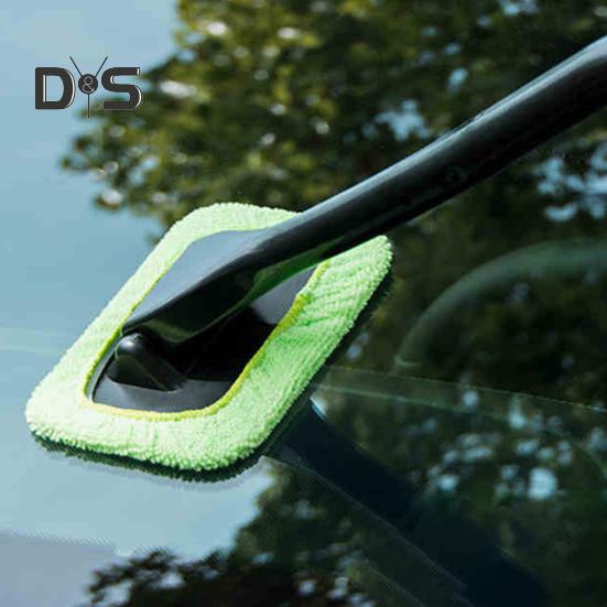 Windschutzscheiben-Reinigungswerkzeug, 16 Zoll langer Fensterwischer mit 8 Ersatz-Stoffpads, Auto-Fensterreiniger, schmutzige Autowaschbürste für Autos, LKWs, Wohnmobile