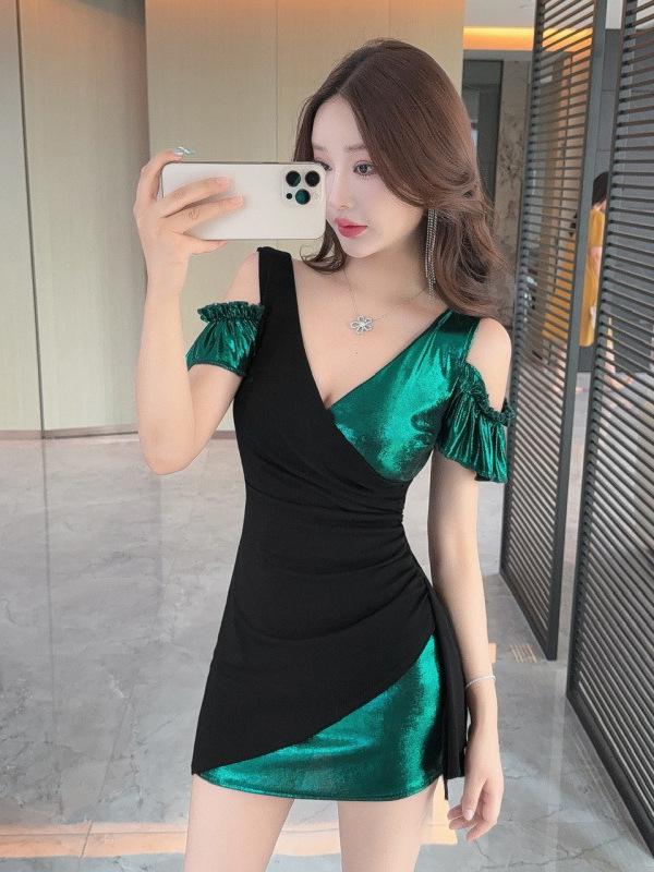 Women's Low-Cut Deep V-Neck Nightclub Slimming Evening Dress