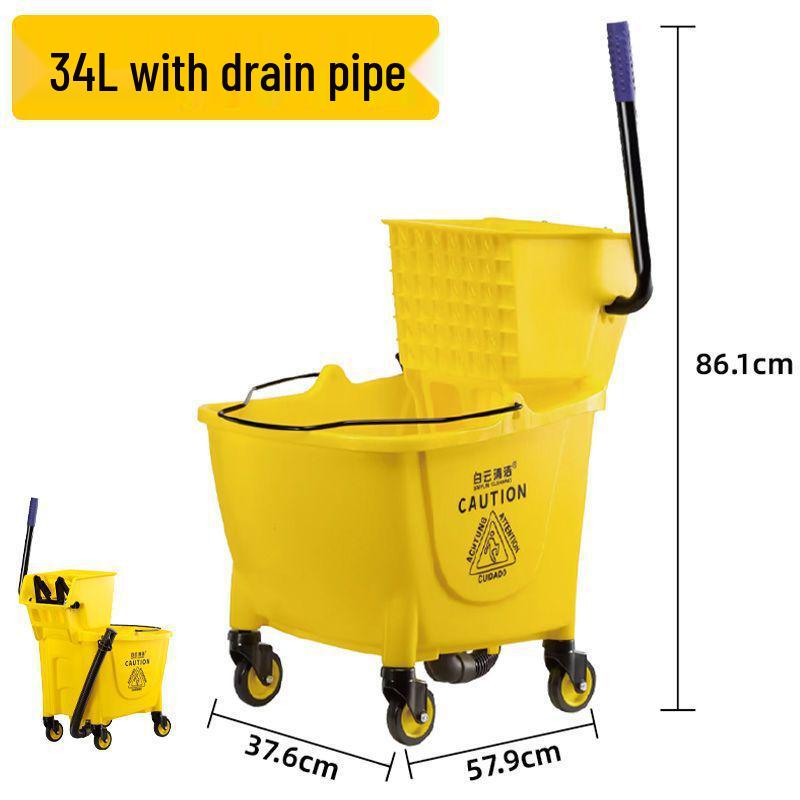 White Cloud Heavy-Duty Hands-Free Mop Bucket with Squeeze Water Extractor
