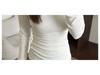 Women's Plus Size 95% Cotton Long Sleeve Round Neck T-Shirt - Slim Fit, Solid Color, Spring/Autumn Wear, Straight Shoulder.