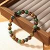 Festive Gifts Earthy Green And Brown Stone Beaded Bracelet Fashion Jewelry For Unisex Daily Wear Stylish And Easy To Match Accessory