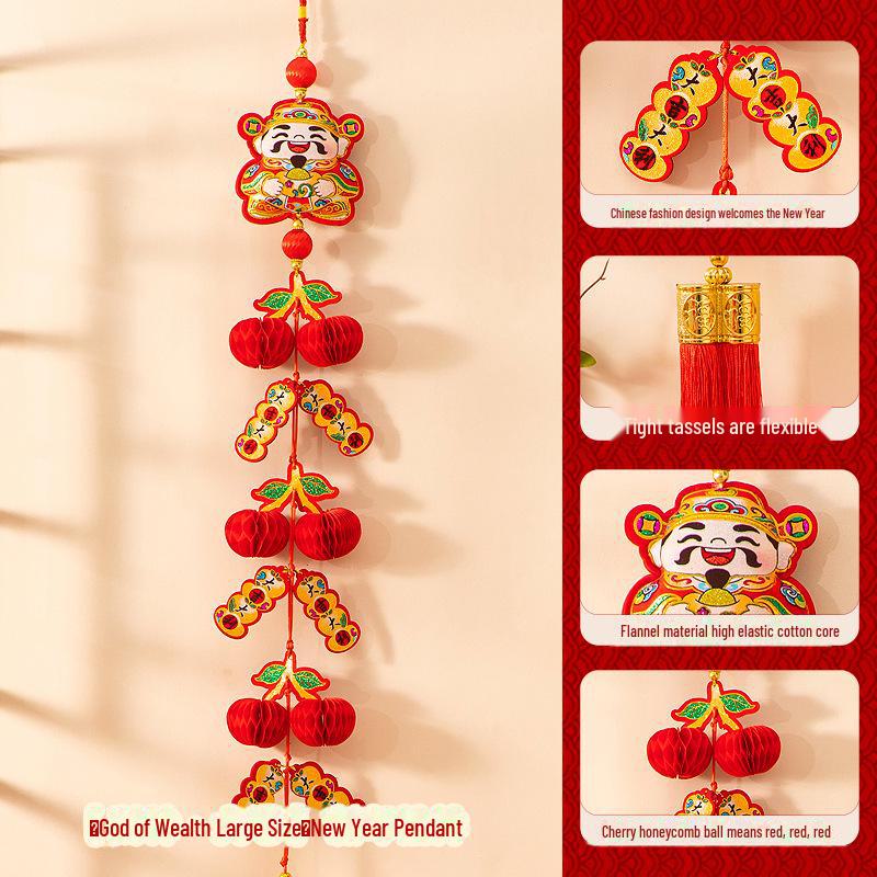 Pandantiv Festivalul de Primăvară Anul Șarpelui 2025 - Clopoțel de vânt Zeul Bogăției Fu pentru decorarea de Anul Nou în scena sufrageriei.