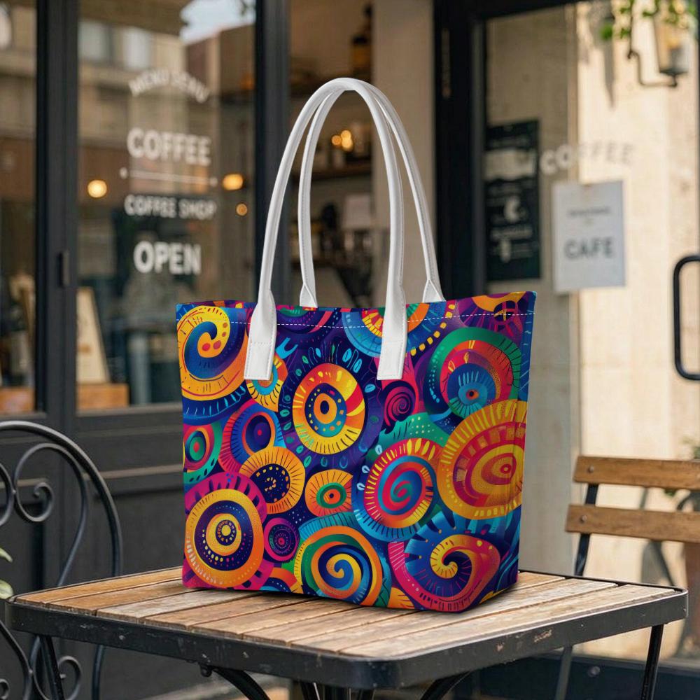 Colorful Spiral Printed Tote Bag Casual Stylish Daily Shoulder Handbag for Women