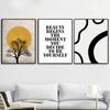 Abstract Landscape Wall Art Tree Sun Desert Quotes Nordic Posters and Prints Canvas Painting Wall Pictures for Living Room Decor