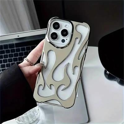 iPhone 16 Pro Max Lüks Oyma Alev Kaplama Çerçeveli Telefon Kılıfı iPhone 11 12 13 14 15 16 Pro 14 15 16 Plus İçin Yumuşak Koruyucu Kılıf