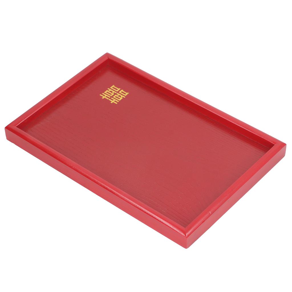 Wood Serving Tray Decorative Serving Platter Snack Fruit Plate for Living Room Coffee Table Kitchen CounterTop Red
