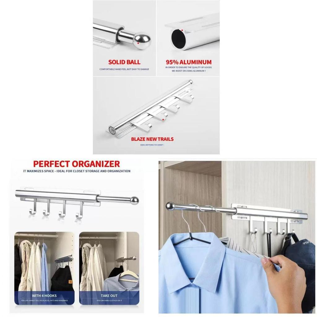 Moderner Metall-Kleiderorganizer mit 4 Haken zur Aufbewahrung im Kleiderschrank und für Kleiderbügel