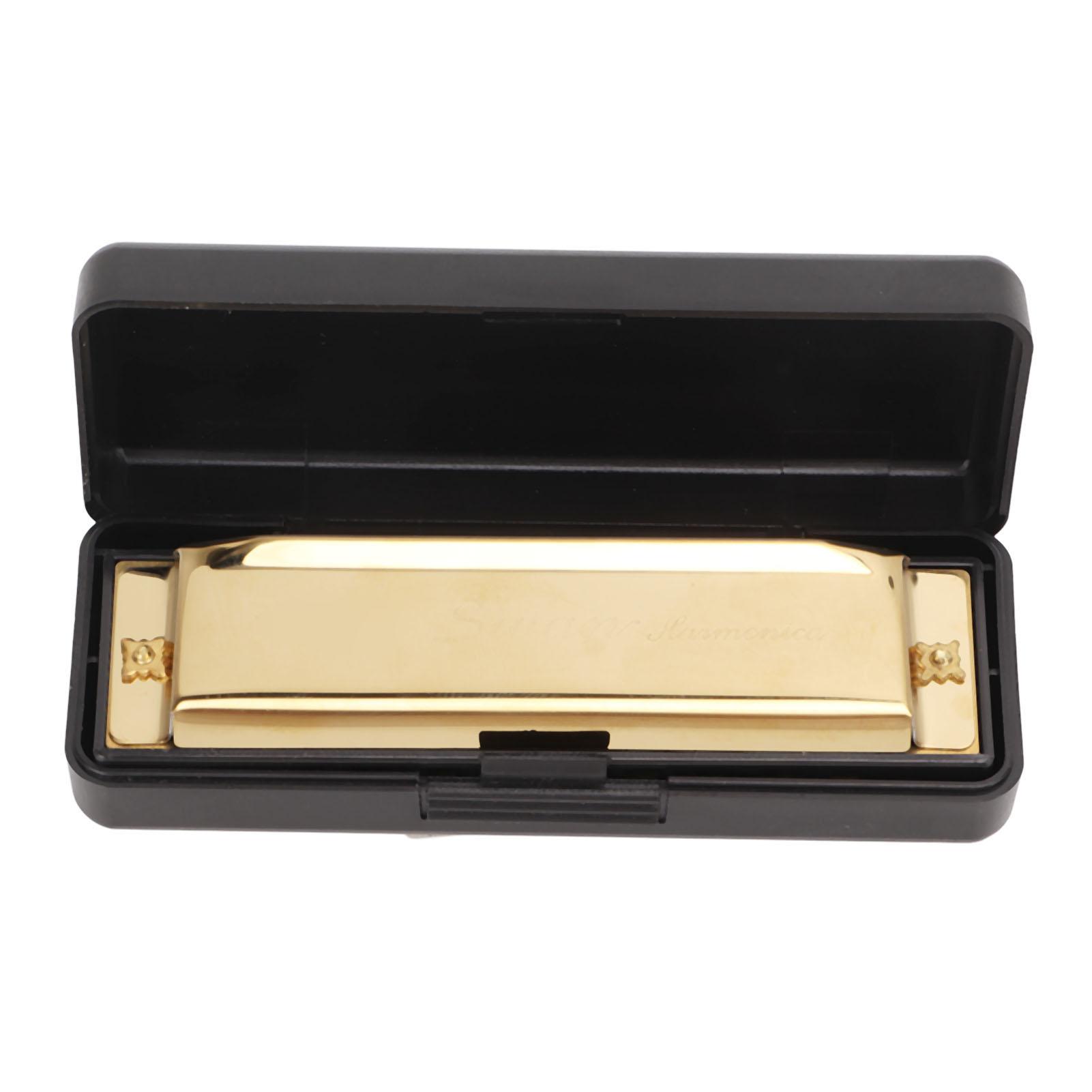 

Губная гармошка Хромированная медная плата Золотая 10 отверстий 20 тонов До мажор Инструмент для