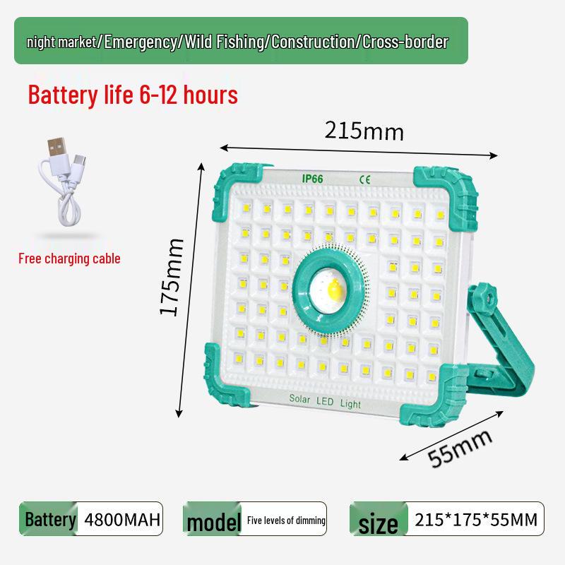 Superheller Tragbarer Solar-Flutlichtstrahler für Outdoor-Camping und Notbeleuchtung