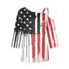 Women's Fashion Casual Independence Day Print Sexy Cold Shoulder 3/4 Sleeve T-shirt Top