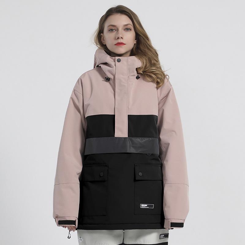 Reflective Women's Ski Suit: Warm, Waterproof, and Colorblock Design with Night Light Hoodie