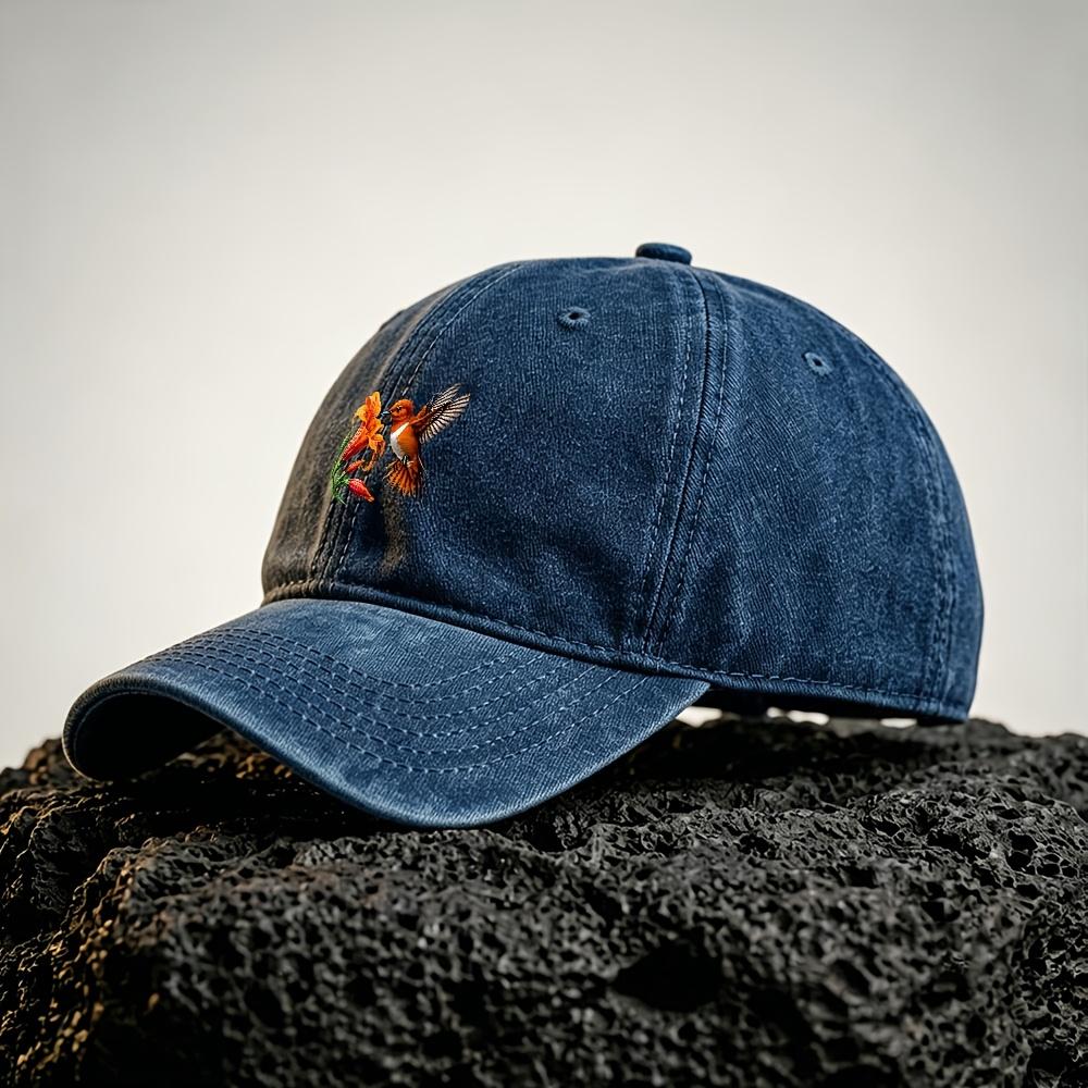 Orange Hummingbird Lily Pattern Adjustable Baseball Cap Unisex Outdoor Sports Hat