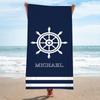 Maritimes gestreiftes Anker-Strandtuch - Marineblau Weiß Schnelltrocknendes Handtuch für Sommerstrand, Pool, Kreuzfahrt, Reisen & Badezimmer