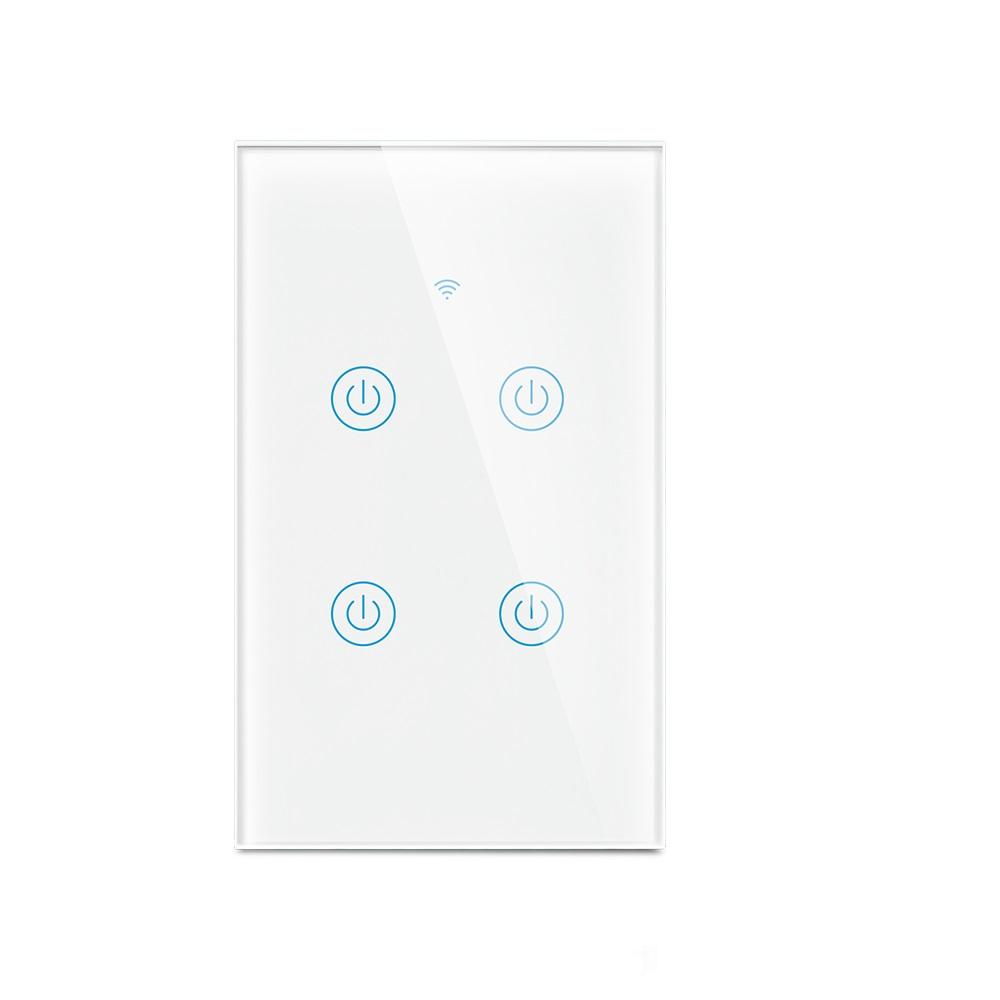 For Zigbee 2 Gang Smart Tempered Glass Wall Touch Panel Switch Remote Control 10A ABS Neutral Light Power Switch Alexa/Google