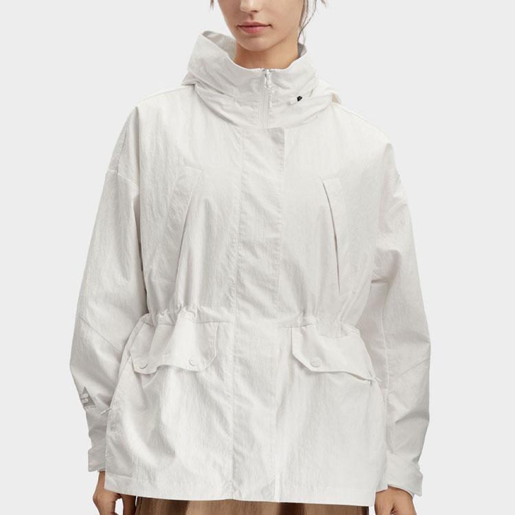 Fila Plain Simple Loose Outdoor Sports Hooded Windbreaker Women Outerwear Cloud-White A11W417703F-WT