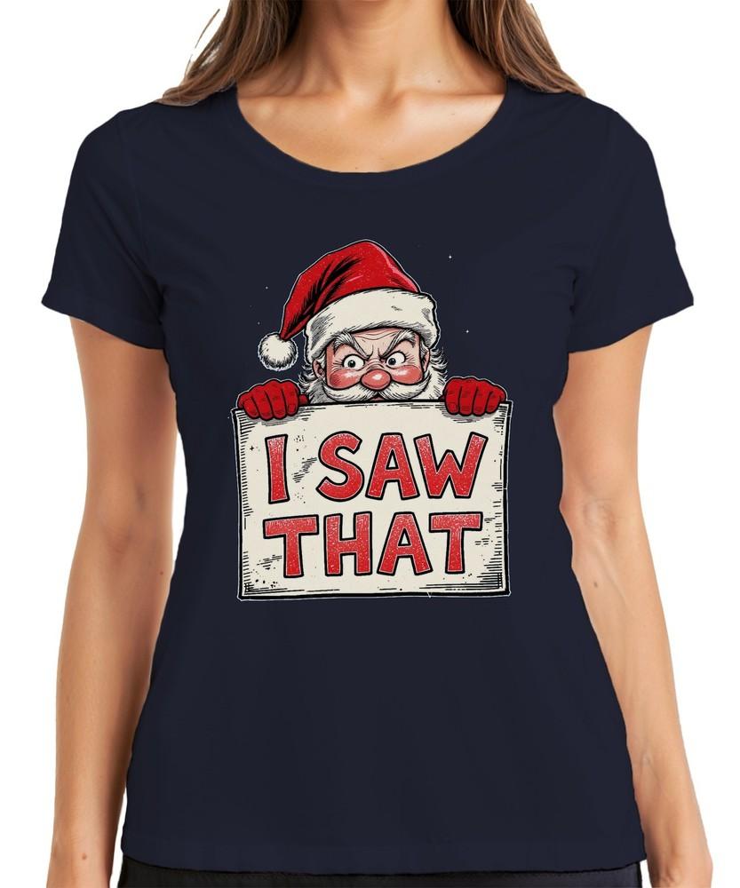I Saw That Funny Santa Claus Christmas Gift Santa Ladies TShirt S