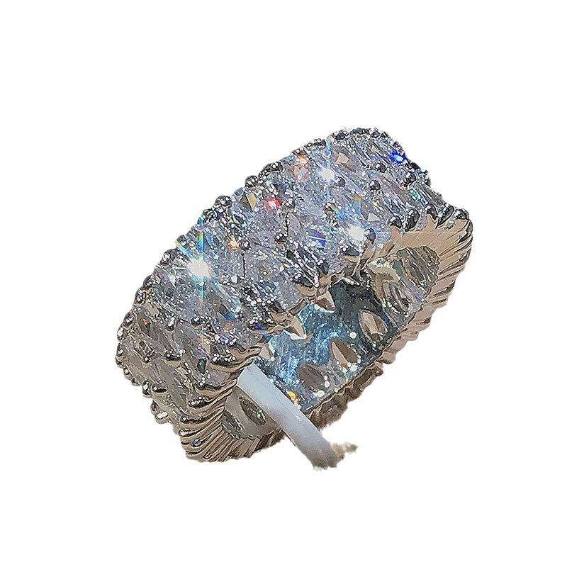2026 hand jewelry European and American fashion feng shui drop shape double-row zircon ring Women's personality light luxury ring
