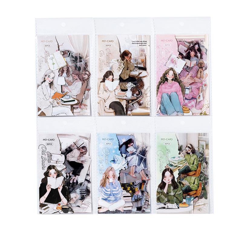 Mò Mò PET Sticker Pack: Elegant Reading Series - Artistic Style, Character Material for DIY Journals & Scenery.