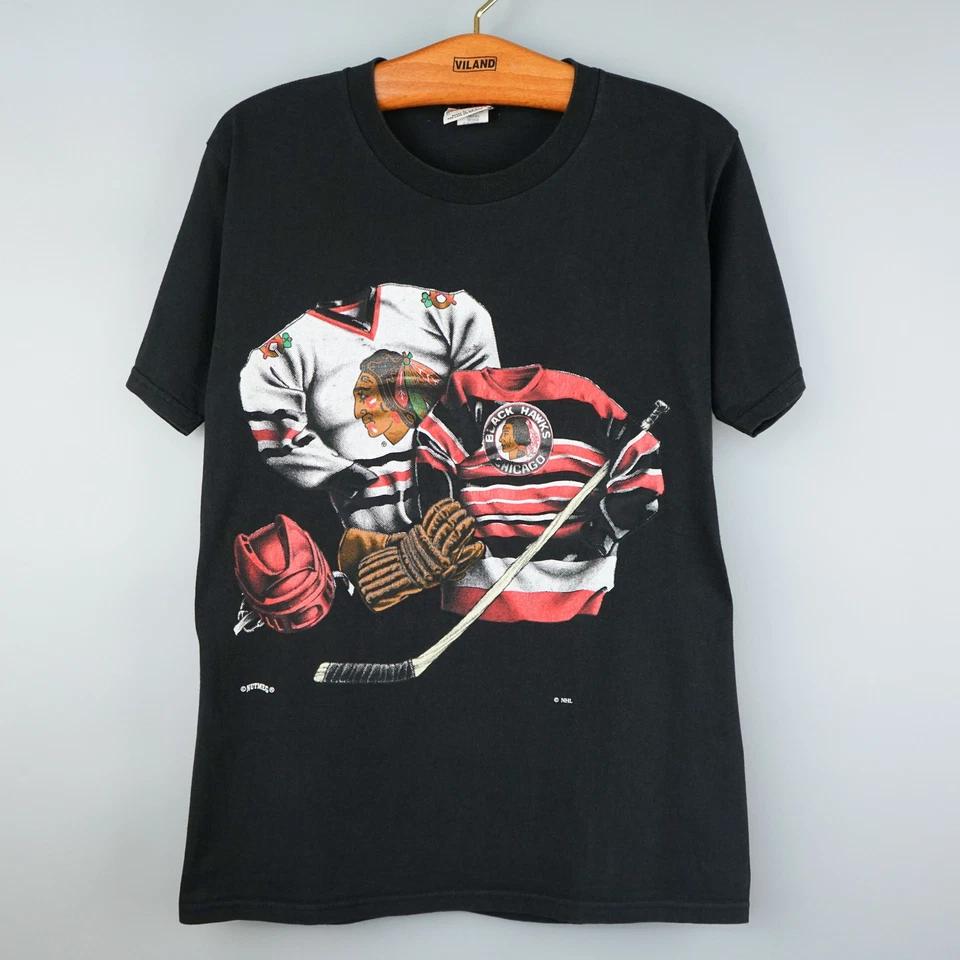 Vintage Black Hawks Chicago t shirt 90s NHL M