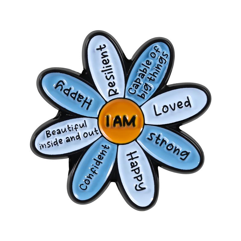 Motivational Flower Enamel Pins You are Worthy Emotional Support Self Encourage Brooches Lapel Badge Jewelry Gifts for Friends