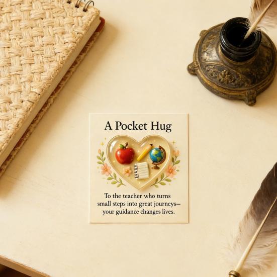 Yousheng Teacher Pocket Hug with Greeting Card Love Heart Shape Teacher Pocket Hug Token Thank You Teacher Appreciation Keepsake Gifts