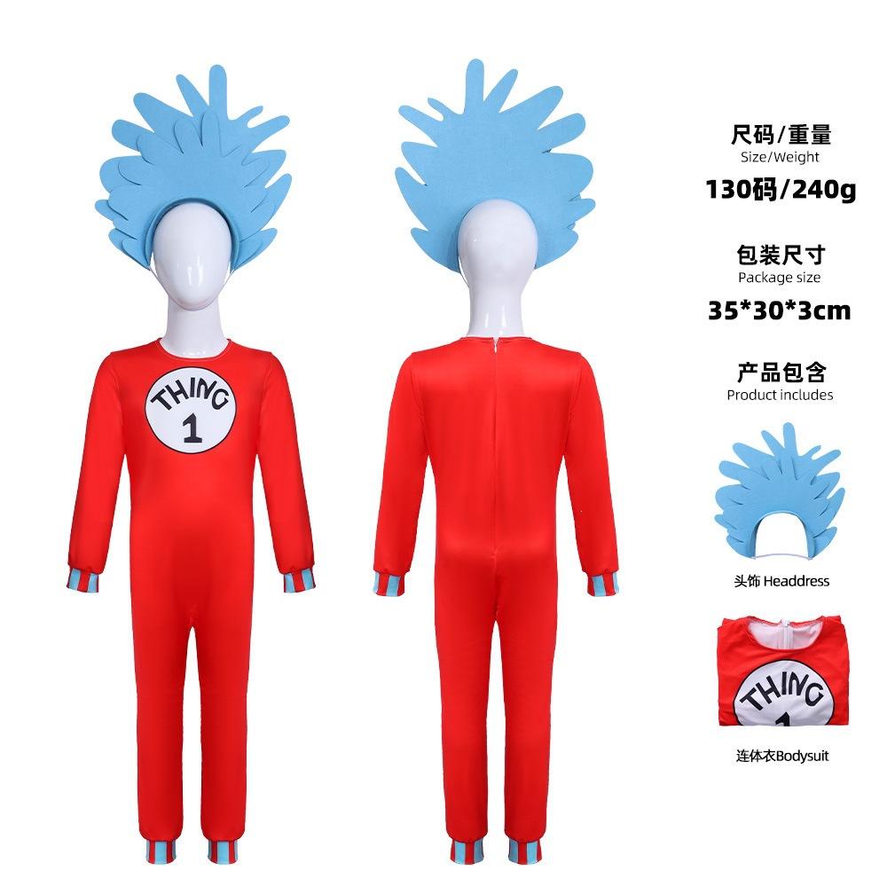 Cat in Hat Dr. Seuss Children s Costumes Red Tights Suit Halloween Costume 110 (children)