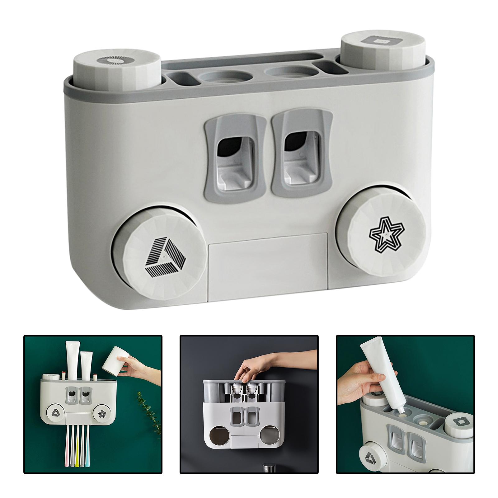 

Toothbrush Dispenser Holder Set for Bathroom Toilet Home Organizer Wall Mount Storage серый