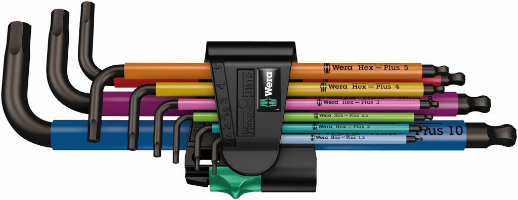 Wera 05073593001 Hex Key Set Black Laser Finish Hex Wrench Set of 9 Import from 950SPKL/9SMN Multi-Color 1.5~10.0mm [Official Japan]