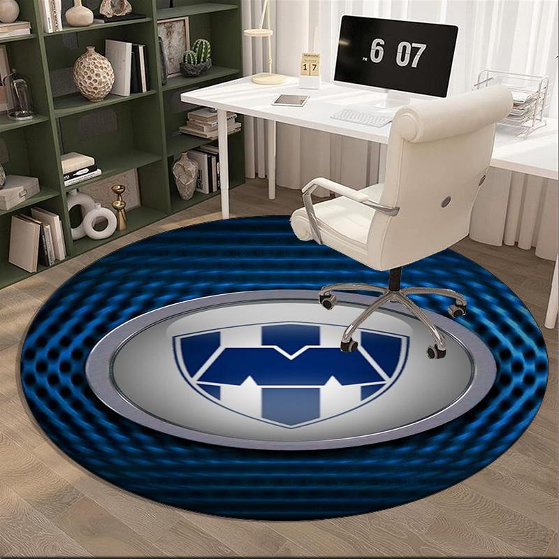 1PC round rug Monter-rey Football Crest Art Printed Round Area Rug ,Rug For Home Office, Round Chair Rug, Decorative Carpet Fan gifts Christmas gift
