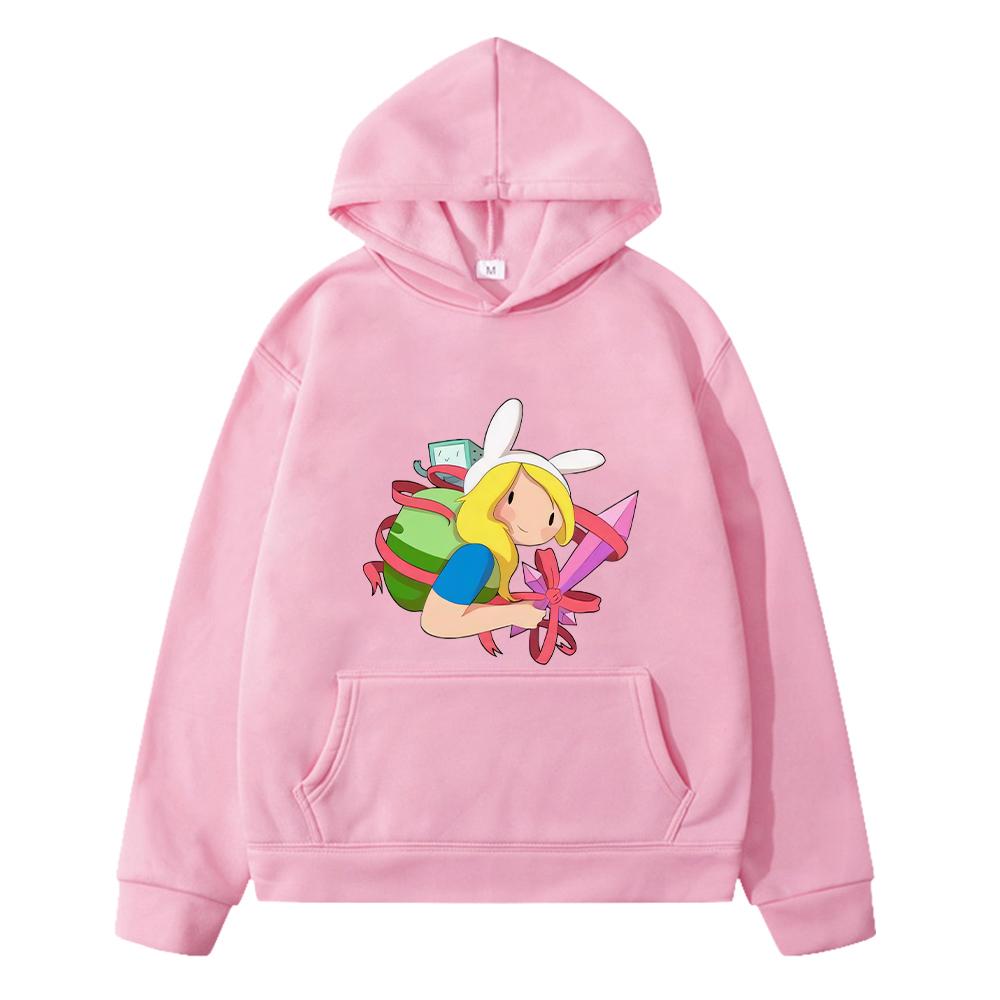 Bluza z kapturem z nadrukiem Czas przygody, anime, jesienna bluza dla chłopców, kurtka y2k, sudadera, bluzy z kapturem Kawaii, bluza polarowa, ubrania dla dzieci, dziewczyny, bluzki z kreskówek