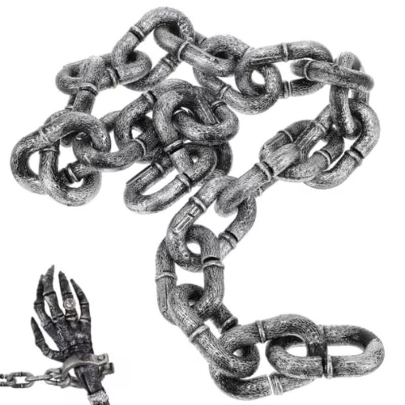 Halloween Cosplay Prisoner & Guard Prop, Plastic Simulation Handcuffs Ankle Cuffs with Chain, Role Play Performance Decor