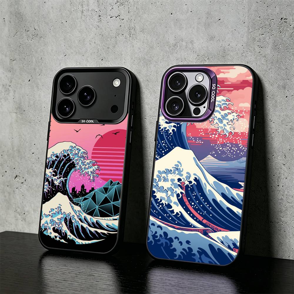 G-Great Wave Off Kanagawa Phone Case For iPhone 17,16,15,14,13,12,11 Plus,Pro Max,XS,Colored silver phone case