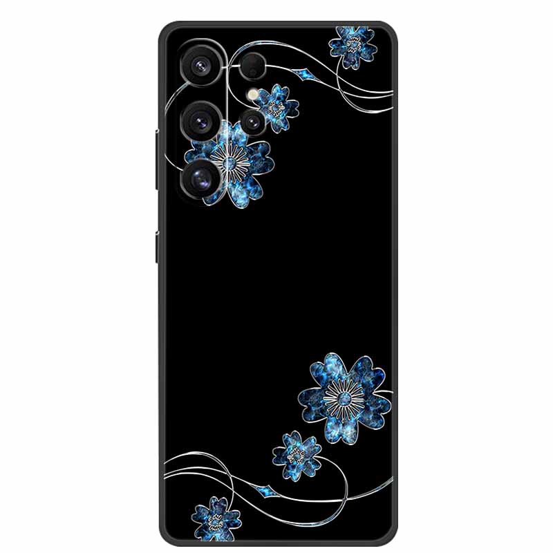 For Samsung Galaxy S26 Ultra Case Cute Floral Black Luxury Soft Silicone Back Cover For Samsung S26 Ultra Cases GalaxyS26 Ultra