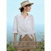 ELLE Women's Embroidered Tencel Blend Relaxed Shirt