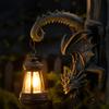 Solar Powered Dragon Wall Lantern Resin Sculpture Outdoor Garden Decorative Lighting Fixture for Patio Porch Yard Home Office