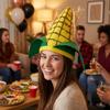 Comfortable Elastic Fit Corn Shaped Funny Party Hat Soft Felt Quirky Cosplay Cap  Halloween