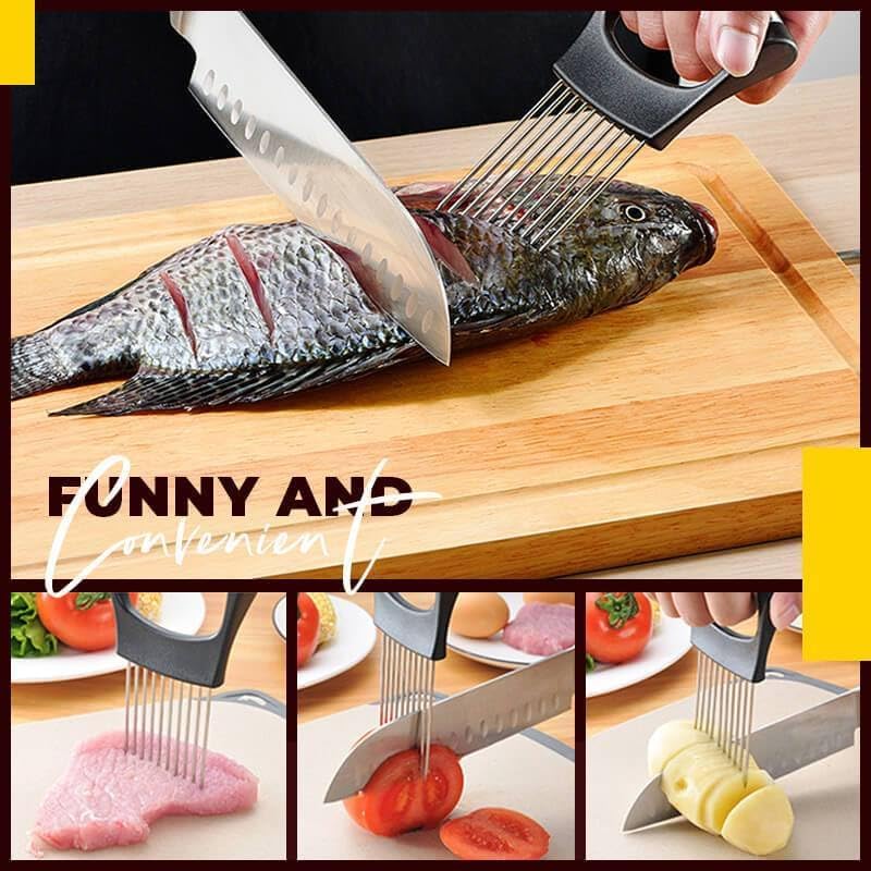 Food Slice Assistant,Stainless Steel Onion Holder Kitchen Gadgets,Easy Quick Slicer For Tomatoes Lemon,Meat Slicer For Home Use