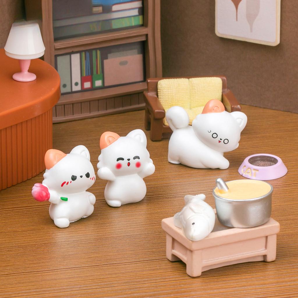 7Pcs/set Cartoon Pet Cat Miniatures Resin Animal Ornaments Fairy Garden Decoration Micro Landscape