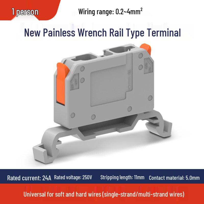 PT4 Rail-Mounted Terminal Block: Solderless, Painless Wrench-Free Copper Wire Connector UK