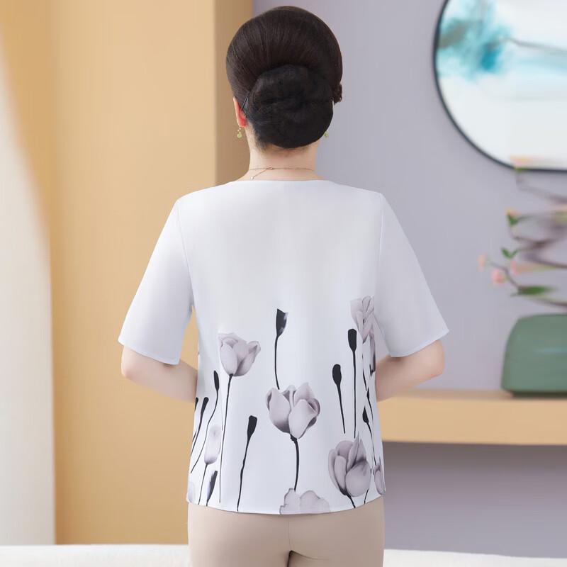 Mid-Aged Women's Plus Size Summer Short Sleeve Blouse