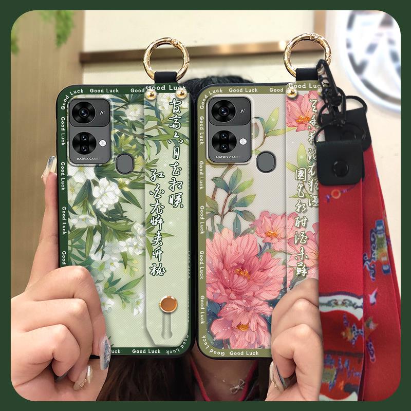 Wasserdichte Mode Handyhülle für Oukitel C33 ältere Dame Schutzarmband chinesischer Stil langlebige Handschlaufe Ring