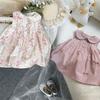 Summer Infant Little Girls Sleeveless Strap Dress Floral Print Casual Princess Dress Cute Toddler Girls Sweet Cotton A Line Sundress For Daily Wear